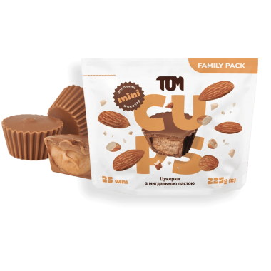 Mini Cups milk chocolate with almond butter, 25pcs